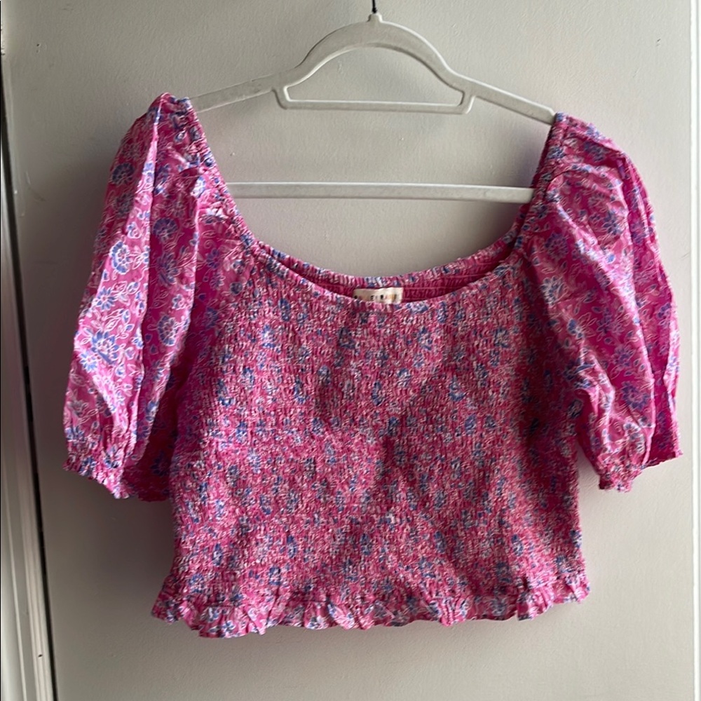 Floral Pink Smocked Top by Roller Rabbit
